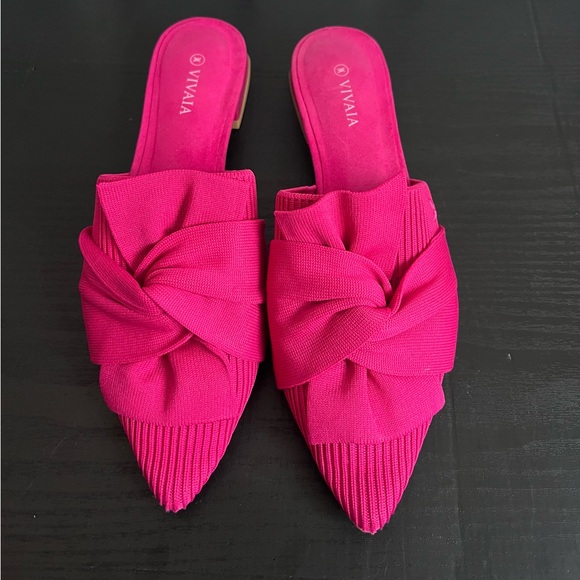 VIVAIA Shoes - VIVAIA Yaffa Pro Pointed-Toe Knot Slides Mules in Pitaya Pink Size 7.5 Slip On